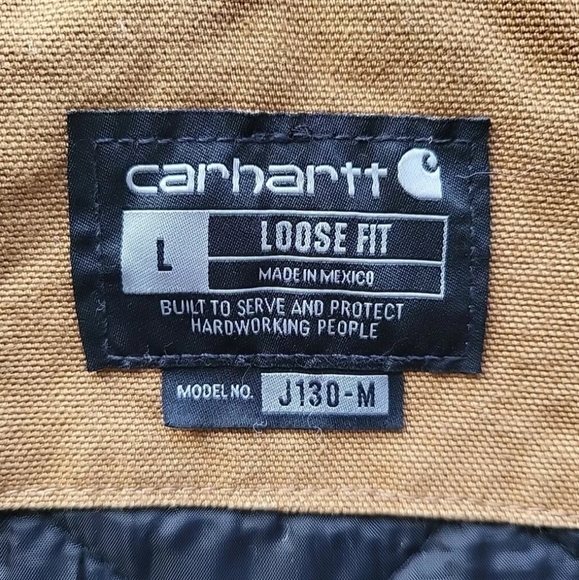 Vintage Carhartt J130M Active Jacket Men Large Tan Work Hoodie Quilt Lined Duck - Picture 11 of 16
